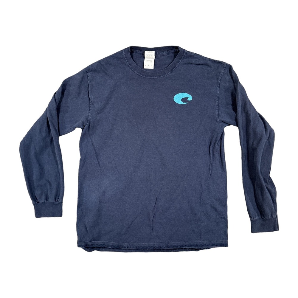 Costa Del Mar Mens Long Sleeve Marlin Graphic T-Shirt Navy Blue Size Medium